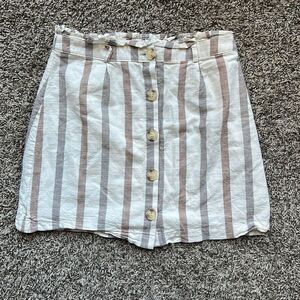 MINE striped button down mini skirt - M / cream tan beige hamptons party montauk